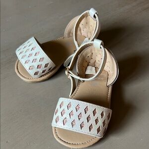 Stepping Stones baby toddler girl sandals with rose gold glitter accents size 5
